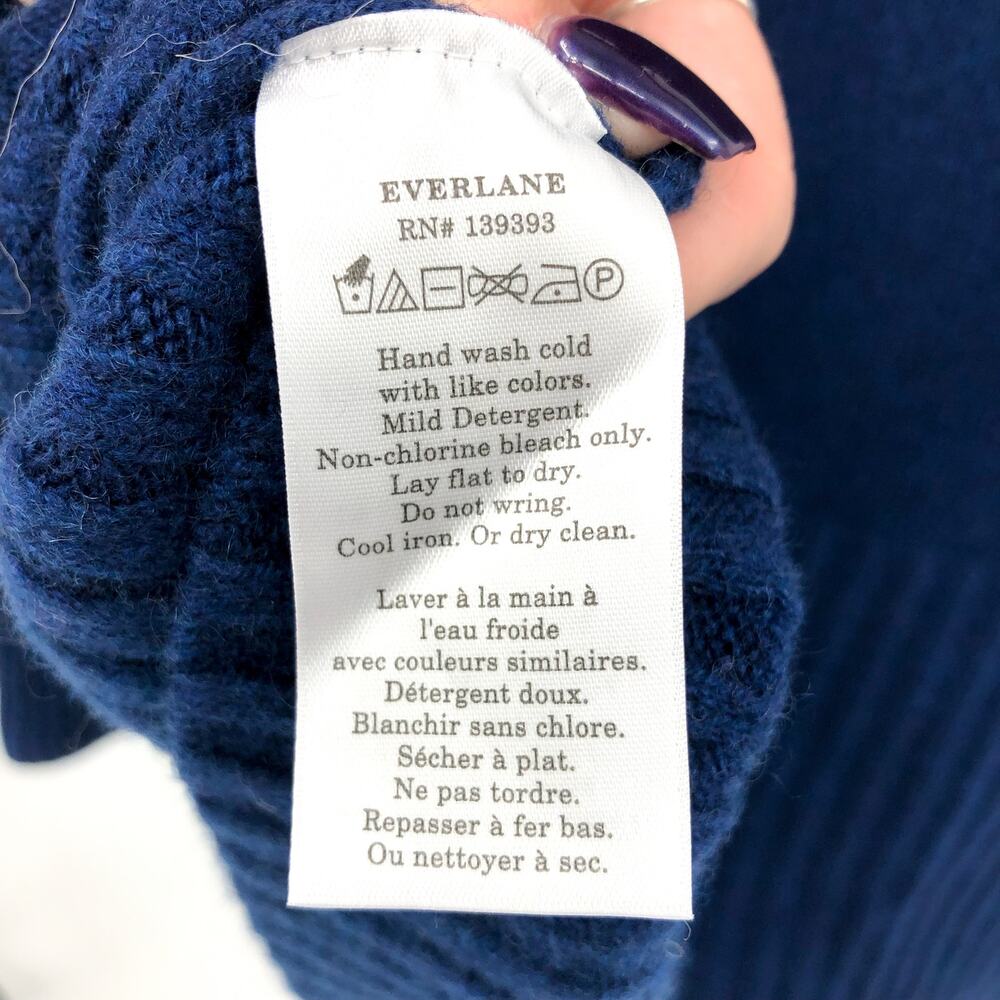Everlane Womens The ReCashmere Oversized Turtleneck Sweater XS Navy Blue NWT - Picture 12 of 13